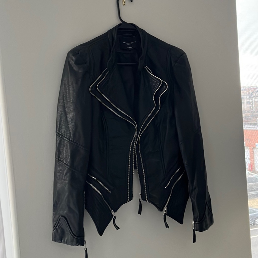 Faux leather black moto jacket
